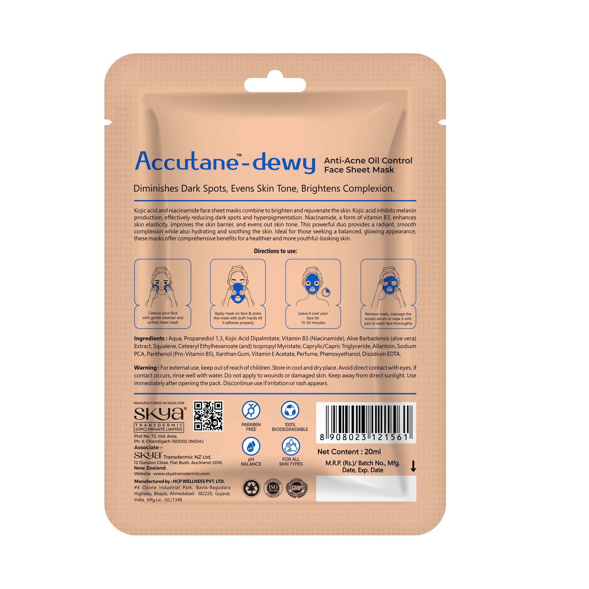 Accutane - Dewy Anti Acne oil Control Face Sheet Mask